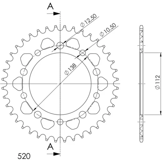 Alu-Rear Sprocket / Chain Wheel Supersprox 520/38t black