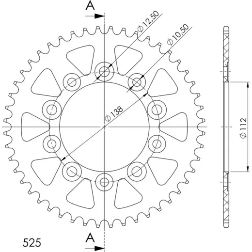 Alu-Rear Sprocket / Chain Wheel Supersprox 525/47t black