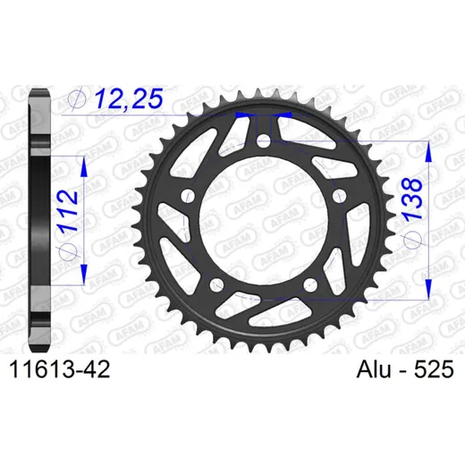 Alu-Kettenrad AFAM 525 - 42Z Gun Metal 1161342