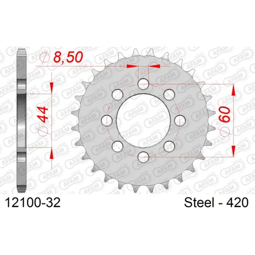 Alu Chain Wheel - Rear Sprocket AFAM 525 - 43t Gun Metal 1161743