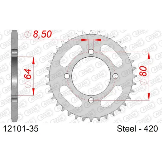 Alu Chain Wheel - Rear Sprocket AFAM 520 - 44t Gun Metal 1161844
