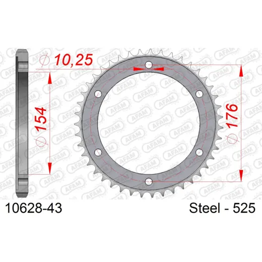 Racing Stahl-Kettenrad AFAM 420 - 44Z Schwarz 10618RLK44