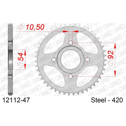 Steel Chain Wheel - Rear Sprocket AFAM 420 - 28t SILVER 1210028