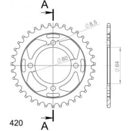 Steel-Rear Sprocket / Chain Wheel Supersprox 420/37t black 12101-37