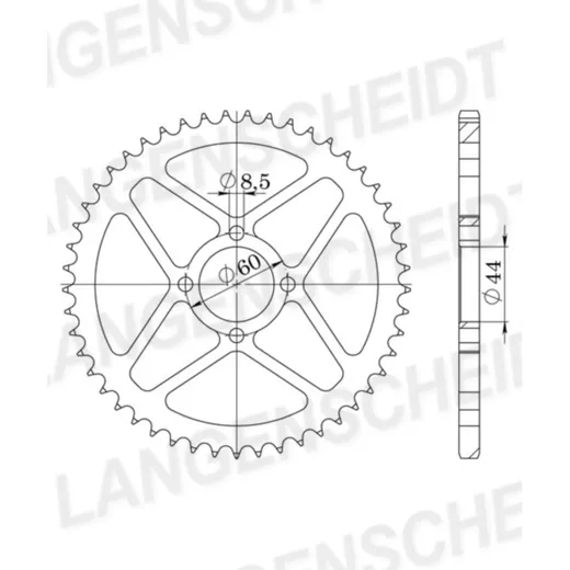 Steel-Rear Sprocket / Chain Wheel Supersprox 428/41t black 12102-41