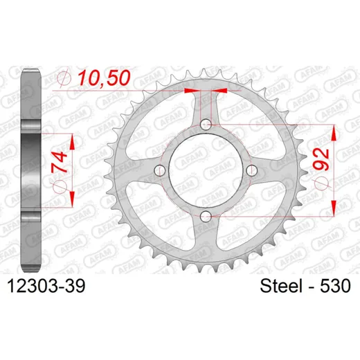 Steel Chain Wheel - Rear Sprocket AFAM 428 - 49t SILVER 1222249