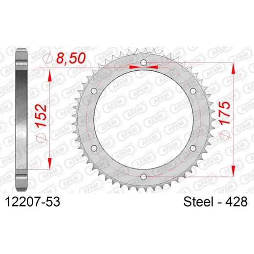 Steel Chain Wheel - Rear Sprocket AFAM 420 - 60t SILVER 1211560
