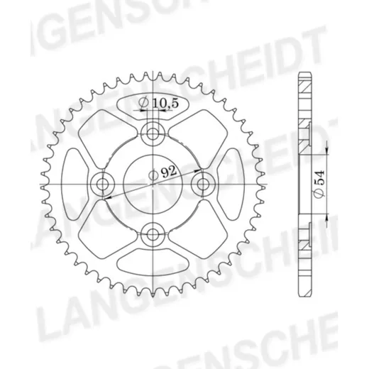 Steel-Rear Sprocket / Chain Wheel Supersprox 428/46t black 12202-46