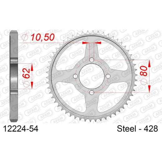 Stahl-Kettenrad AFAM 428 - 53Z Silber 1220753