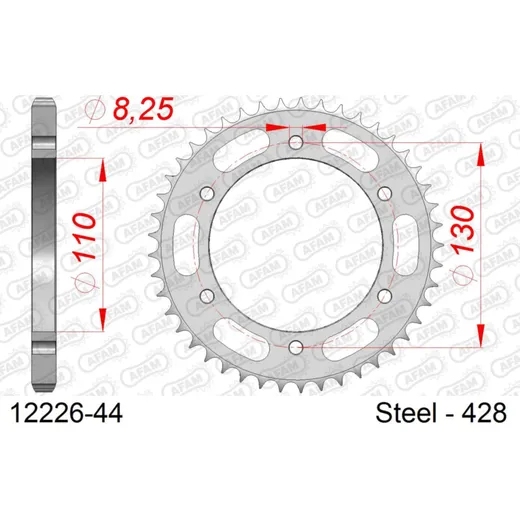 Stahl-Kettenrad AFAM 428 - 55Z Silber 1220755