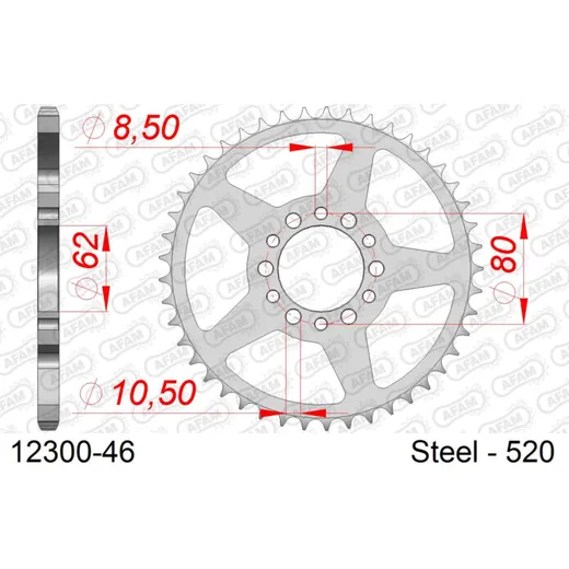 Stahl-Kettenrad AFAM 520 - 32Z Silber 1221432