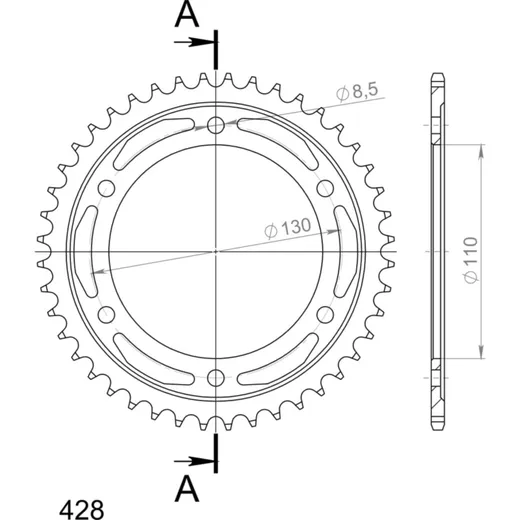 Steel-Rear Sprocket / Chain Wheel Supersprox 428/56t black