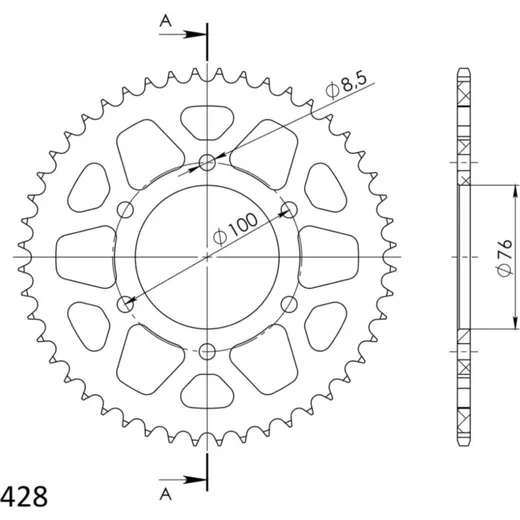 Alu-Rear Sprocket / Chain Wheel Supersprox 428/38t blue