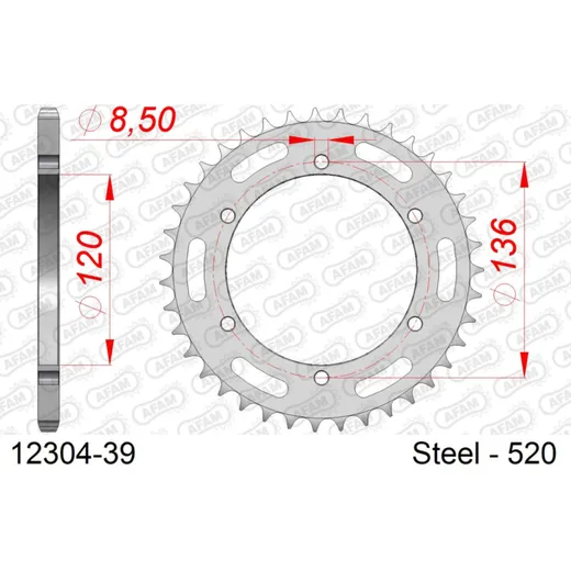 Stahl-Kettenrad AFAM 428 - 49Z Silber 1222449