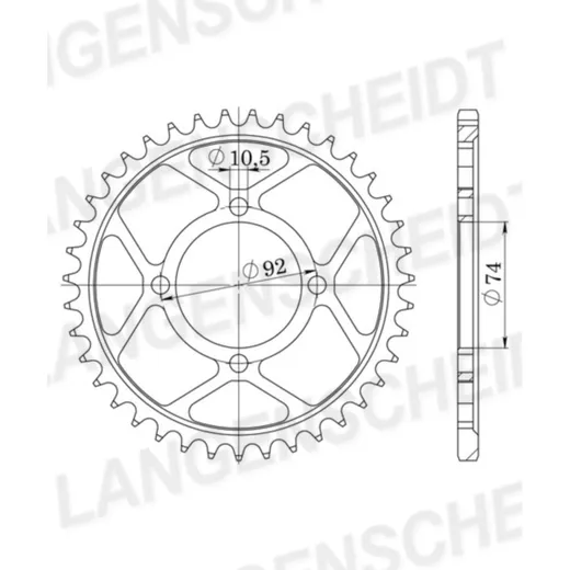 Steel-Rear Sprocket / Chain Wheel Supersprox 530/39t black 12303-39
