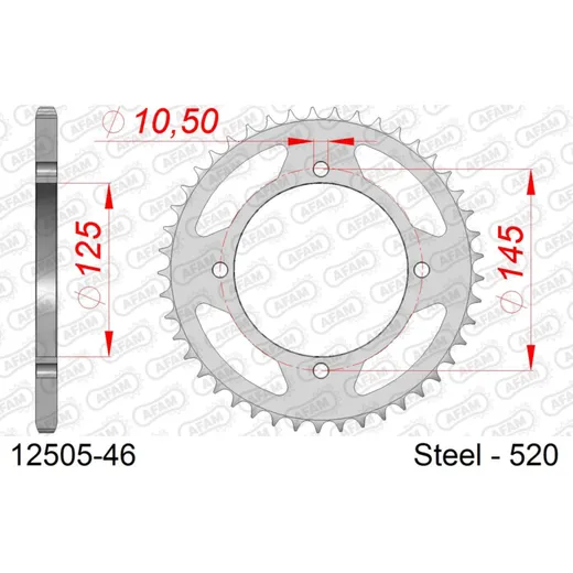 Stahl-Kettenrad AFAM 530 - 45Z Silber 1240345