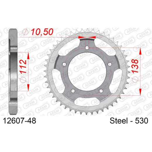 Stahl-Kettenrad AFAM 520 - 46Z Silber 1250846