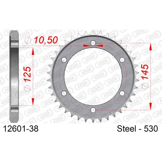 Stahl-Kettenrad AFAM 520 - 41Z Silber 1250241