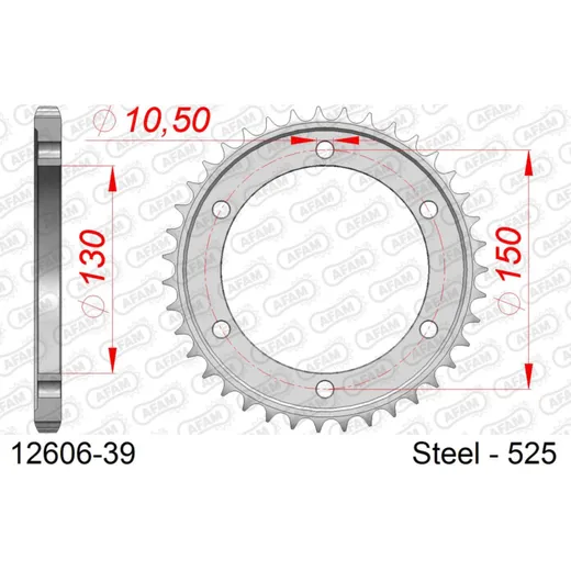 Stahl-Kettenrad AFAM 520 - 48Z Silber 1250548