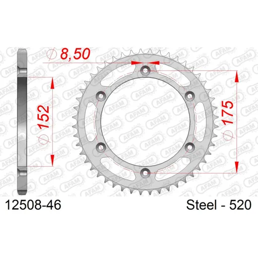 Stahl-Kettenrad AFAM 520 - 43Z Silber 1240743