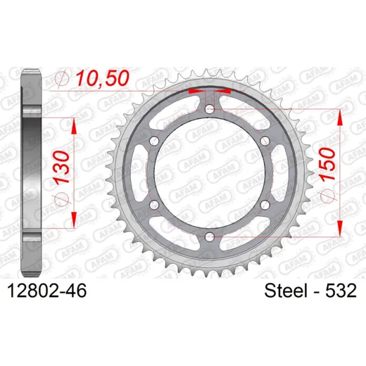Stahl-Kettenrad AFAM 525 - 42Z Silber 1260342