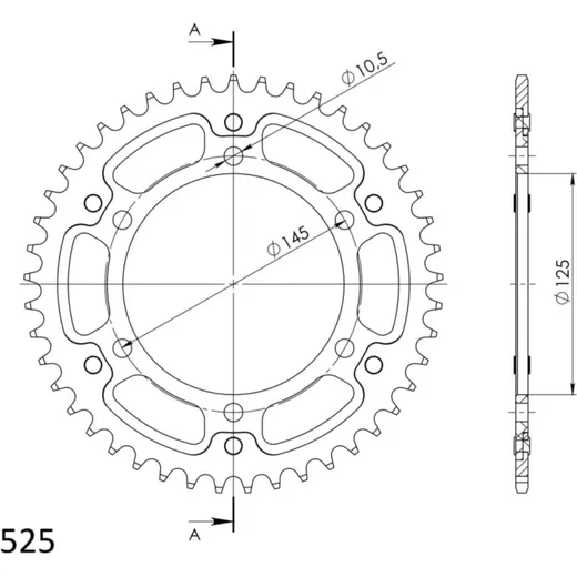 Stealth-Rear Sprocket / Chain Wheel Supersprox 525/43t black 12603K43
