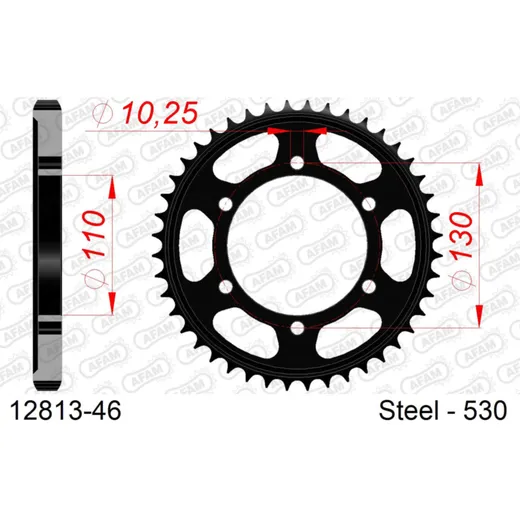 Stahl-Kettenrad AFAM 530 - 38Z Schwarz 1280138