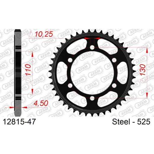 Stahl-Kettenrad AFAM 530 - 41Z Schwarz 1281341