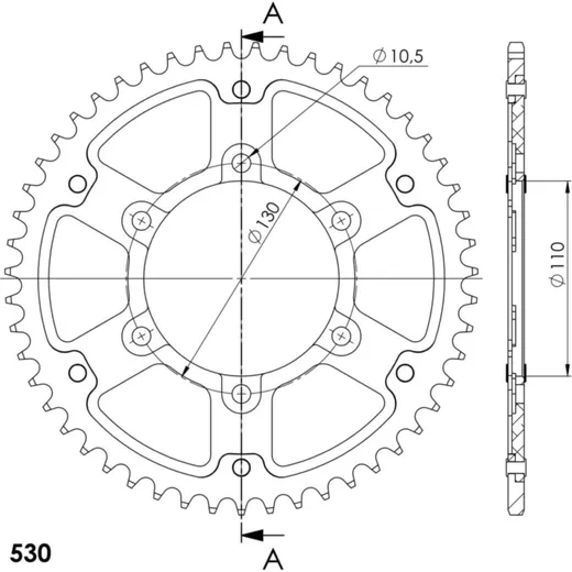 Stealth-Rear Sprocket / Chain Wheel Supersprox 530/52t silver