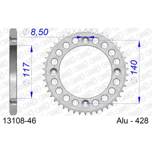 Racing Stahl-Kettenrad AFAM 630 - 47Z Schwarz 12814RLK47