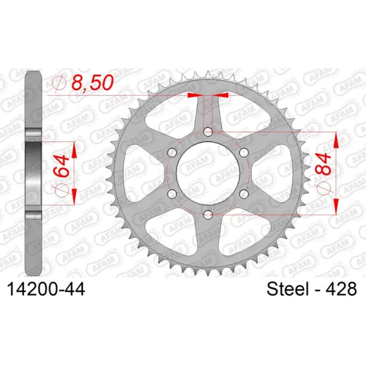 Alu Chain Wheel - Rear Sprocket AFAM 525 - 46t Gun Metal 1381546