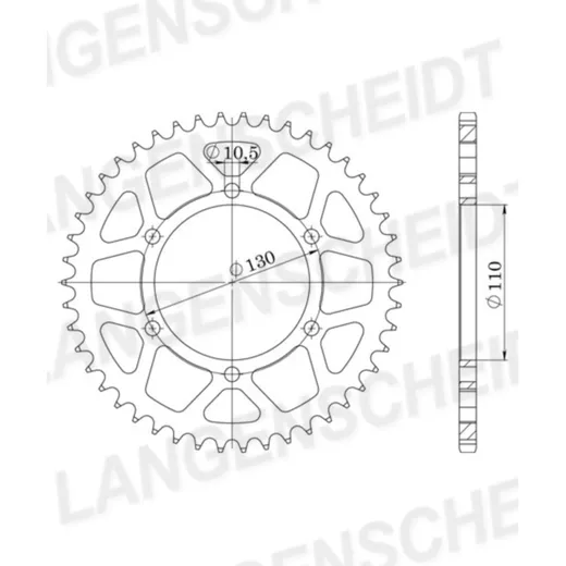Alu-chain wheel - rear sprocket Esjot 520 - 50t silver