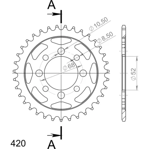 Steel-Rear Sprocket / Chain Wheel Supersprox 420/36t black 14100-36
