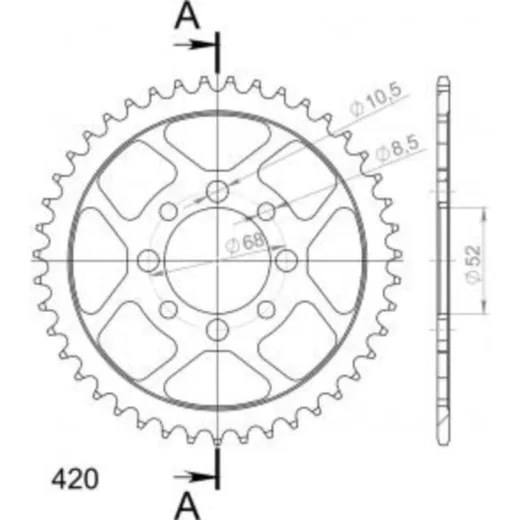 Steel-Rear Sprocket / Chain Wheel Supersprox 420/41t black 14100-41