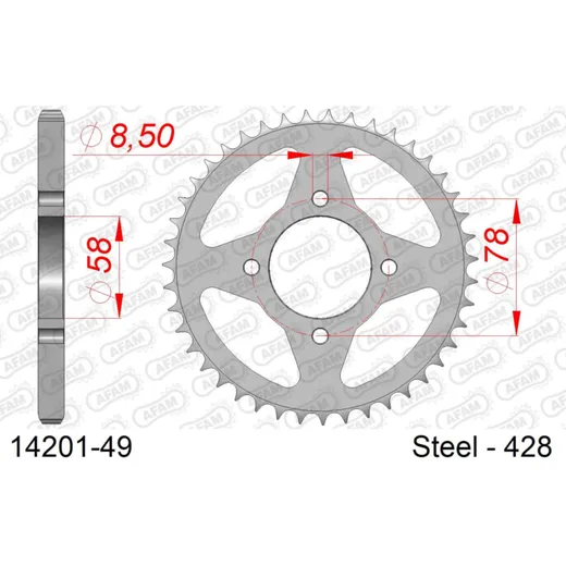 Stahl-Kettenrad AFAM 420 - 43Z Silber 1410043