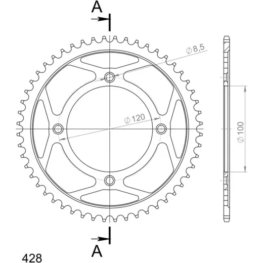 Stahl-Kettenrad Supersprox 428/53Z schwarz 14104-53