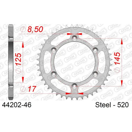 Stahl-Kettenrad AFAM 428 - 54Z Silber 3820054