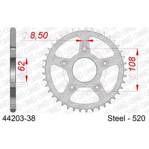Stahl-Kettenrad AFAM 428 - 63Z Silber 3820063