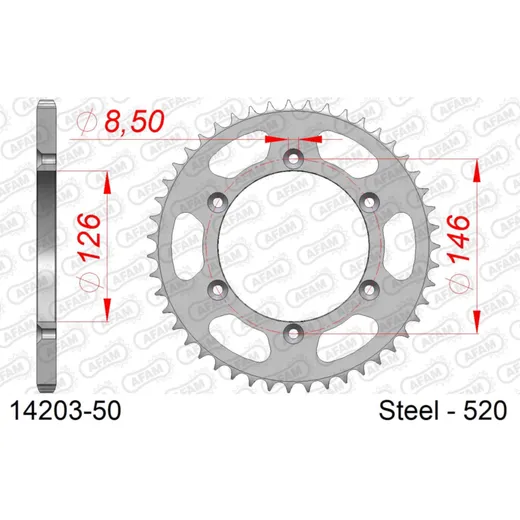 Steel Chain Wheel - Rear Sprocket AFAM 420 - 37t SILVER 1411237