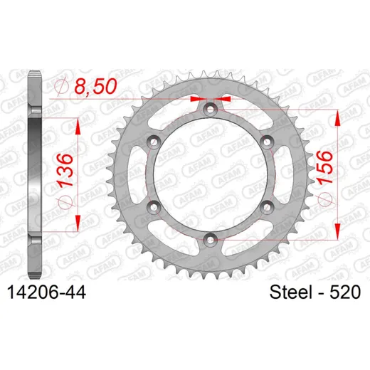 Stahl-Kettenrad AFAM 428 - 43Z Silber 1420143