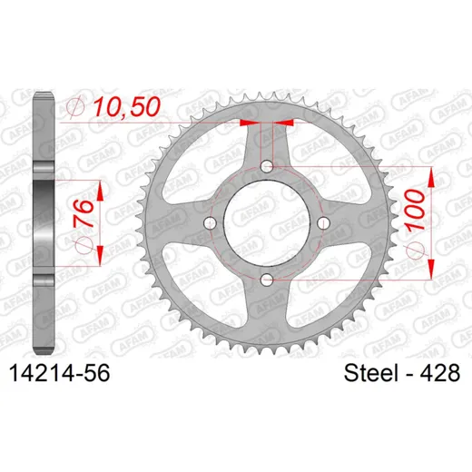 Steel Chain Wheel - Rear Sprocket AFAM 520 - 48t SILVER 1420348