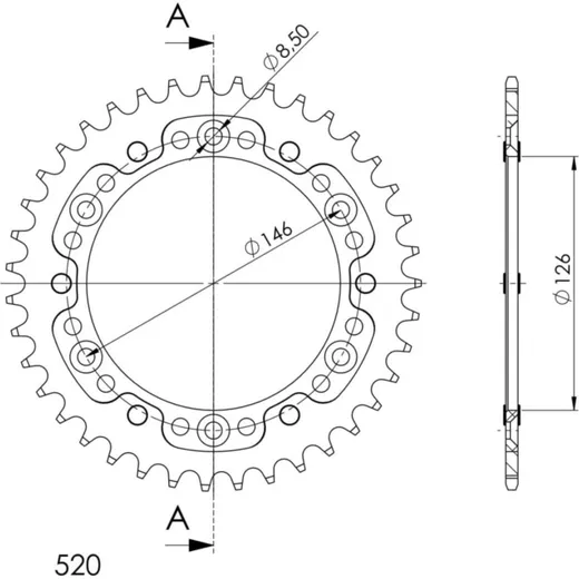Stealth-Rear Sprocket / Chain Wheel Supersprox 520/38t black