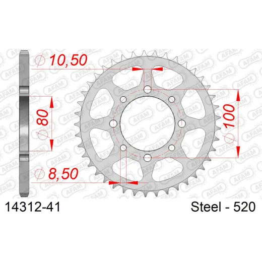 Stahl-Kettenrad AFAM 520 - 41Z Silber 1420641