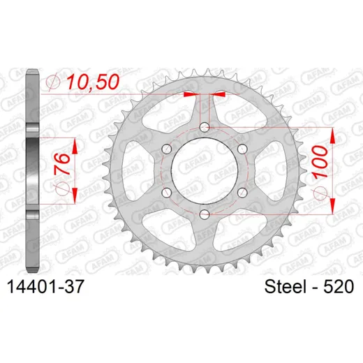 Stahl-Kettenrad AFAM 520 - 49Z Silber 1420649