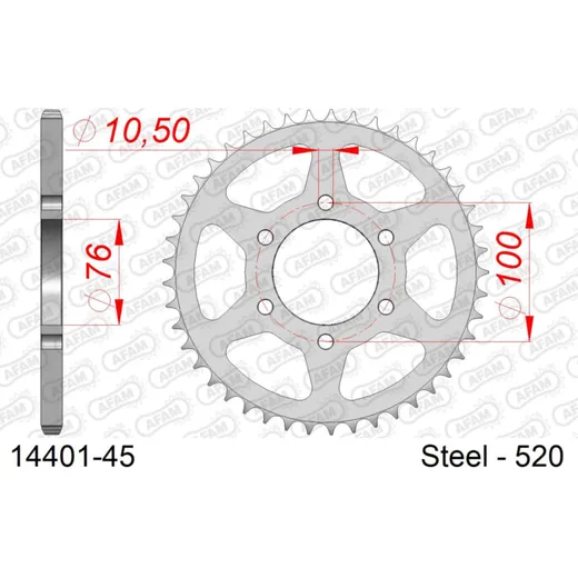 Stahl-Kettenrad AFAM 520 - 50Z Silber 1420650