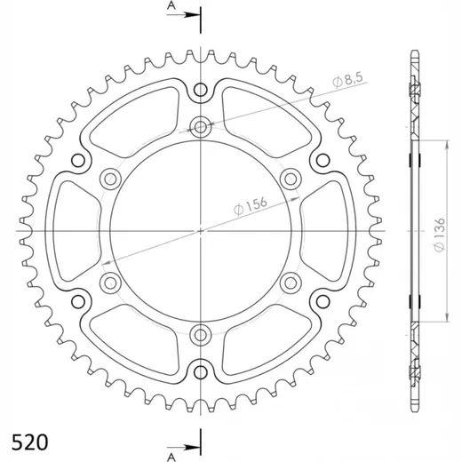 Stealth-Rear Sprocket / Chain Wheel Supersprox 520/60t red