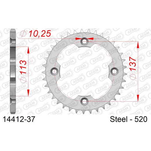 Stahl-Kettenrad AFAM 428 - 57Z Silber 1421657
