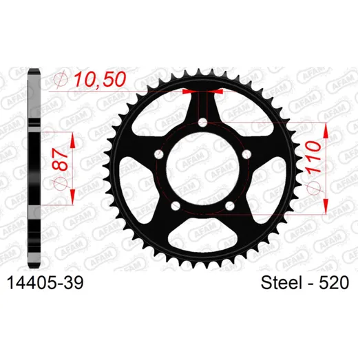 Stahl-Kettenrad AFAM 428 - 45Z Silber 1421345