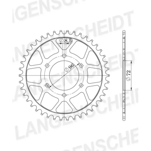 Steel-Rear Sprocket / Chain Wheel Supersprox 520/42t black 14304-42