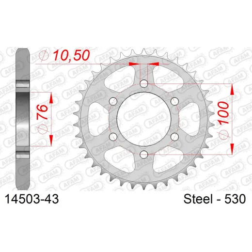 Steel Chain Wheel - Rear Sprocket AFAM 520 - 41t SILVER 1431241